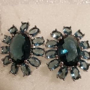 🌺 *Vintage London Blue Topaz Silver Earrings